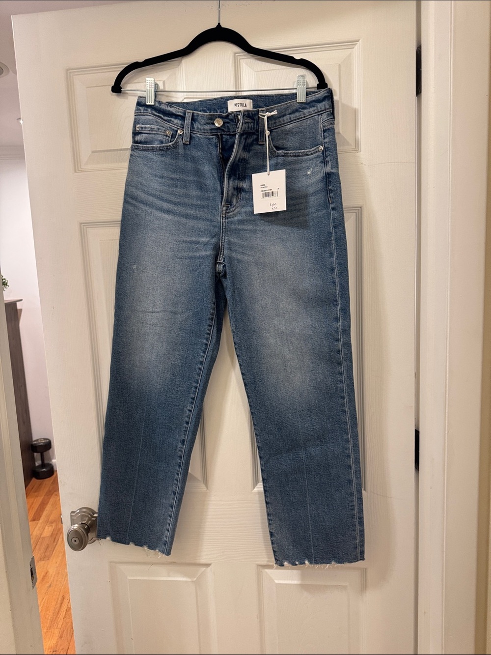 pistola Medium Blue Cropped Straight Jeans